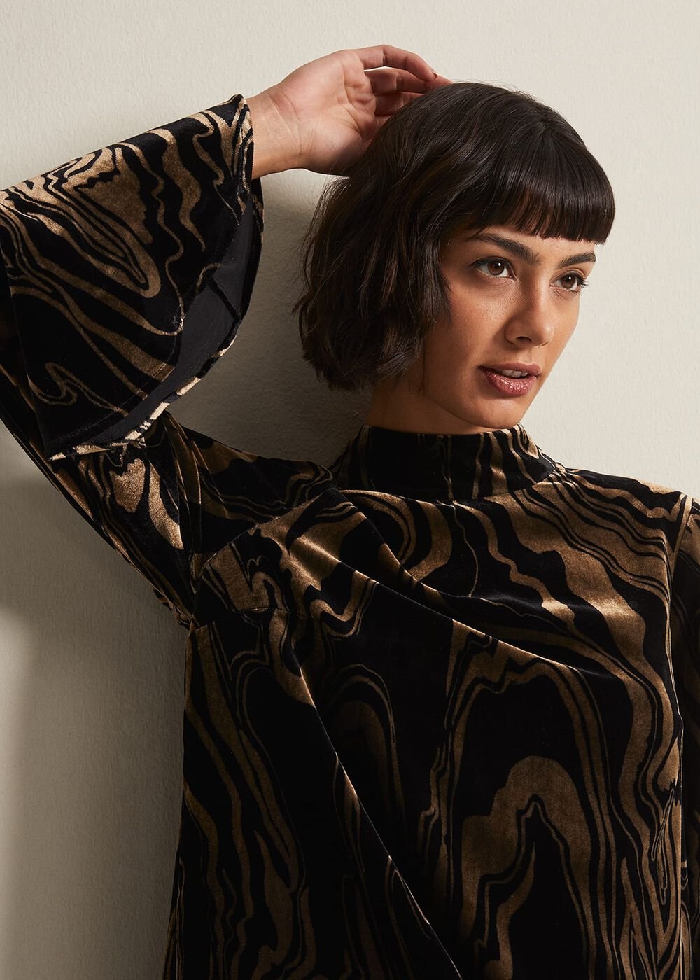 Rayna Velvet Swirl Mini Dress Black
