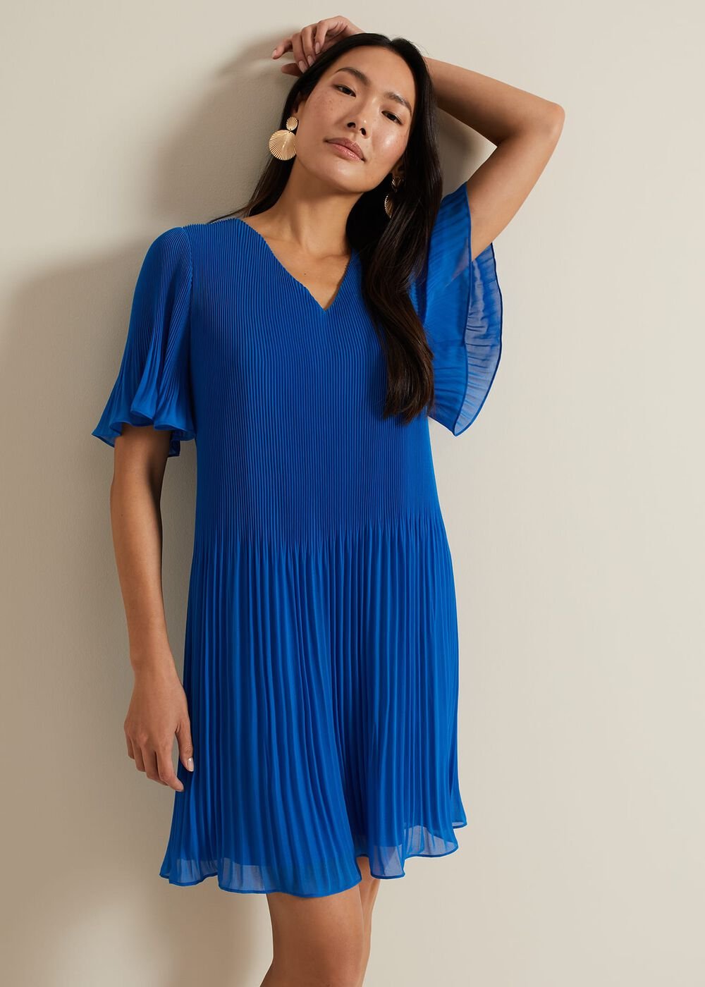 Annabel Pleated Dress Blue