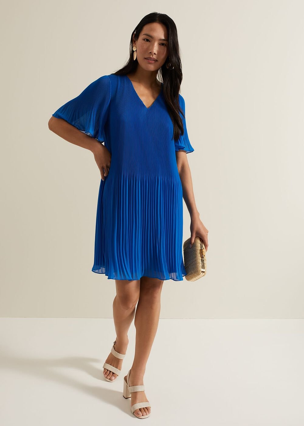 Annabel Pleated Dress Blue