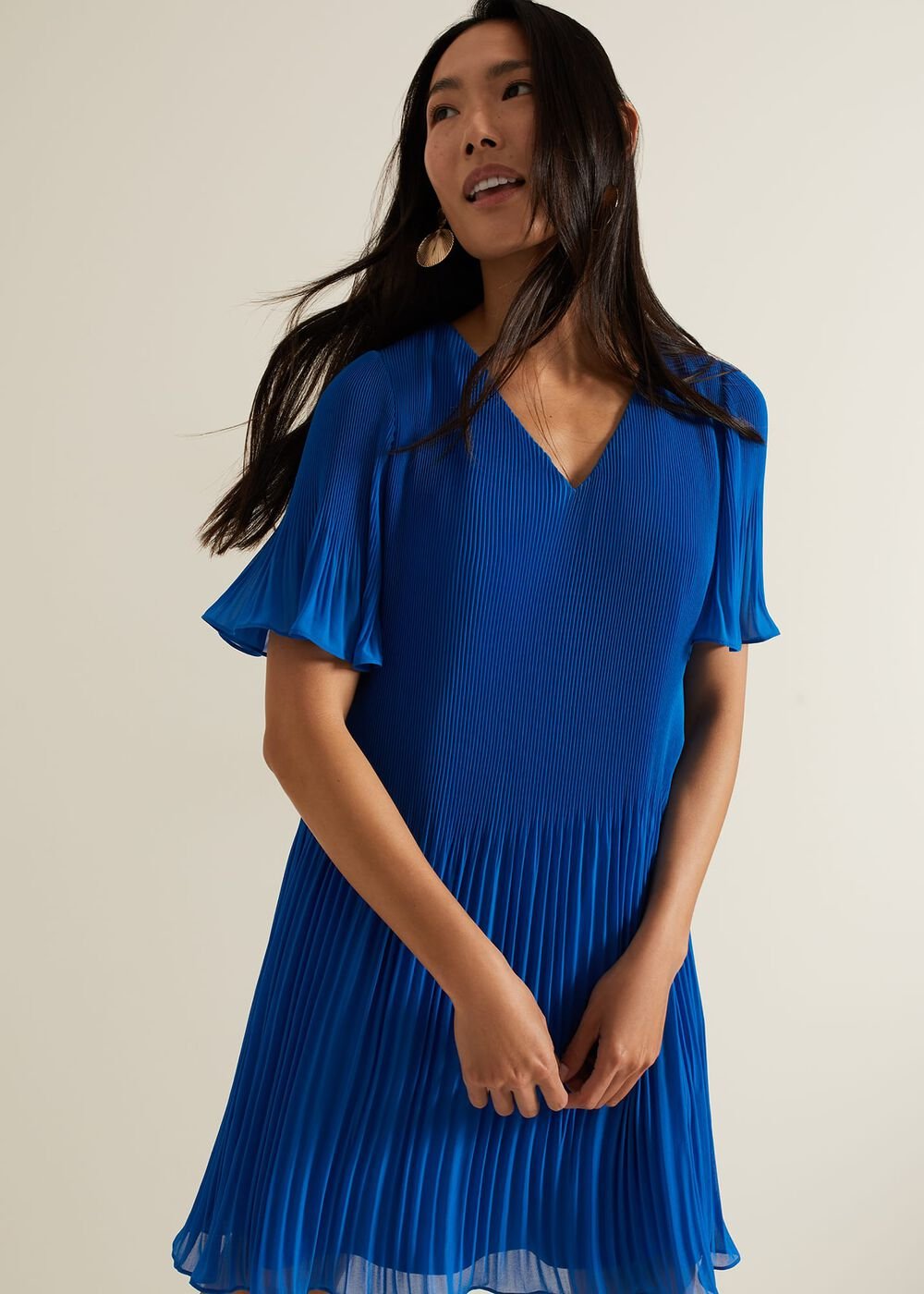 Annabel Pleated Dress Blue