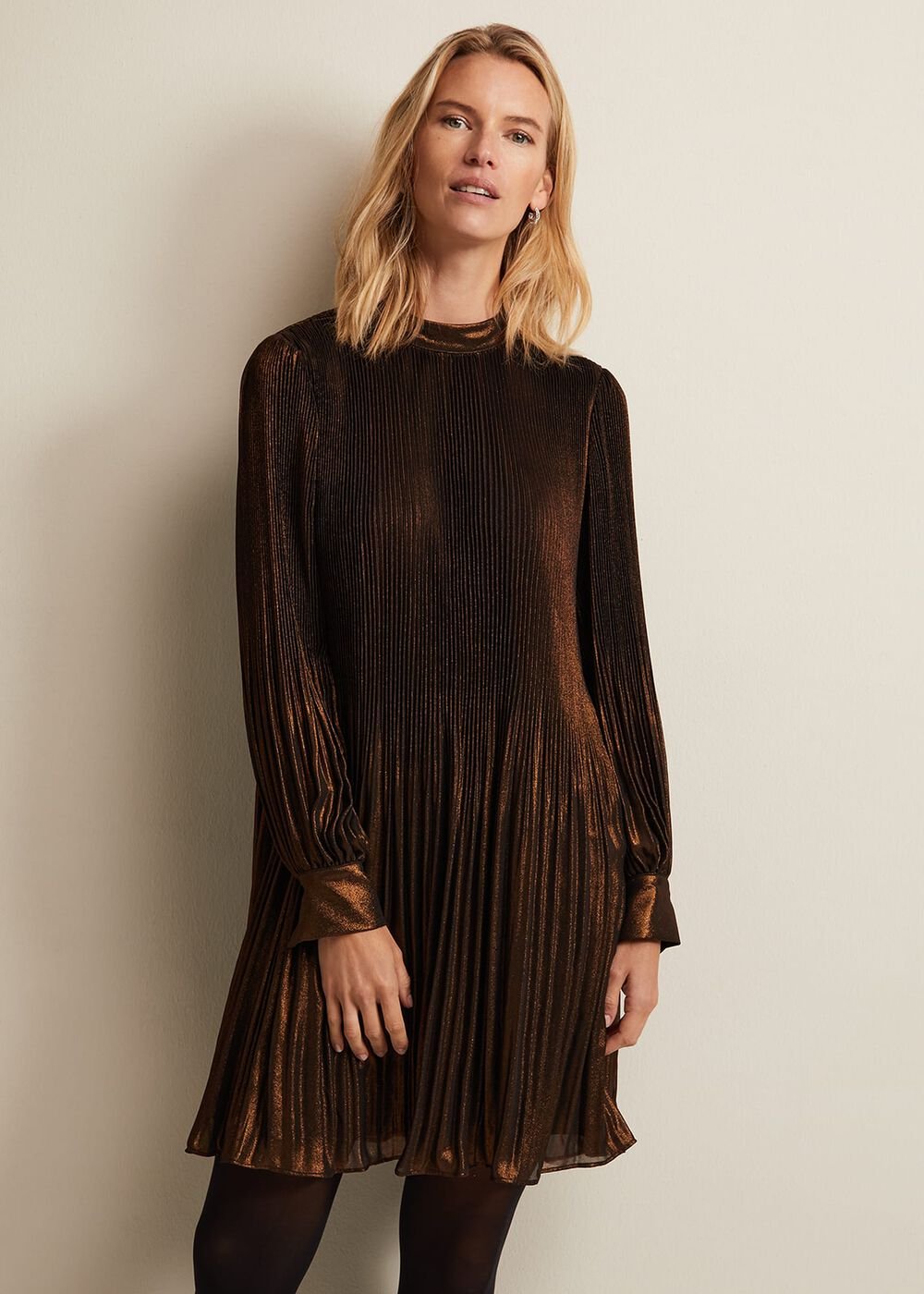 Annabel Foil Dress Gold
