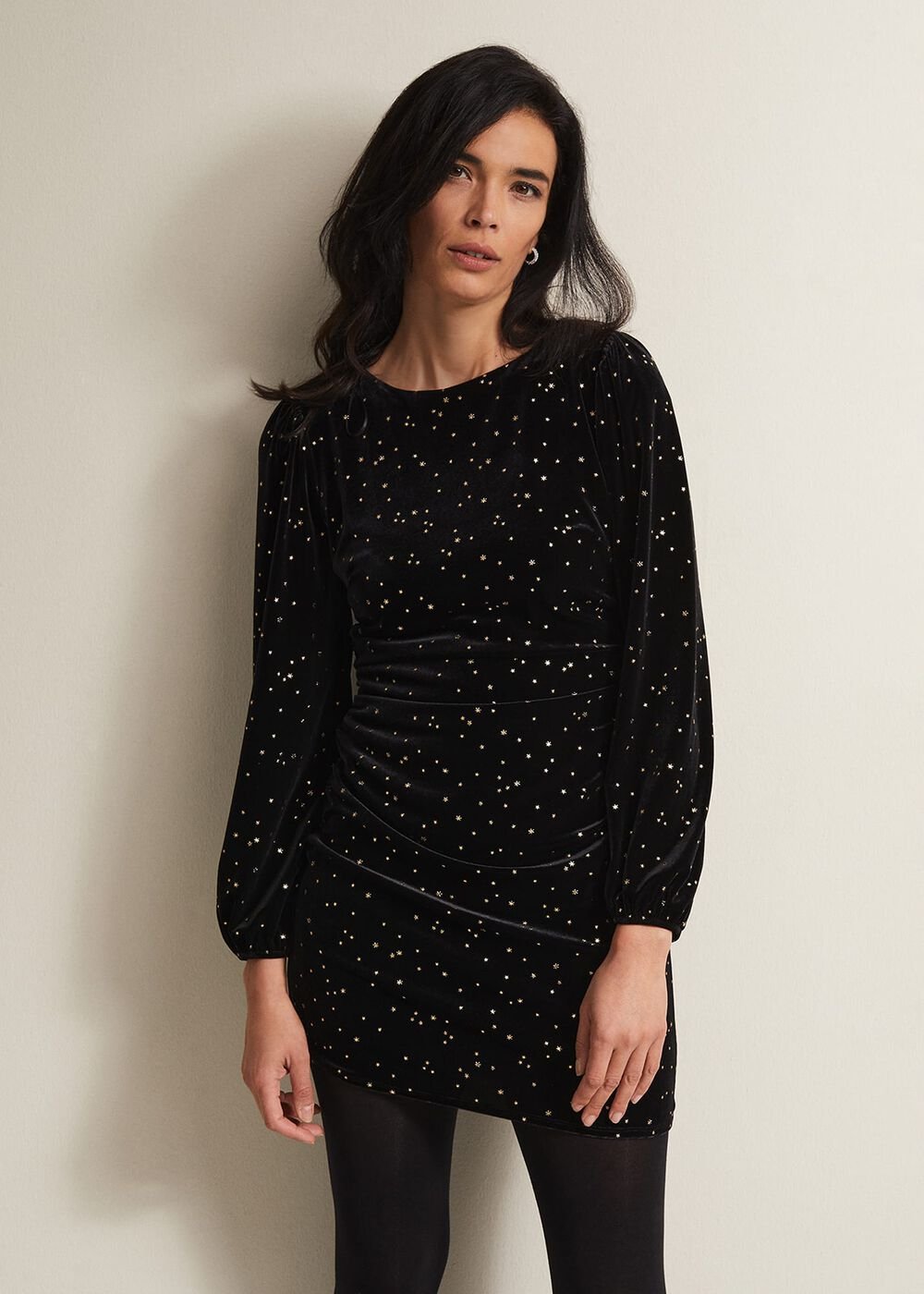 Adele Velvet Mini Dress Black