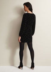Adele Velvet Mini Dress Black