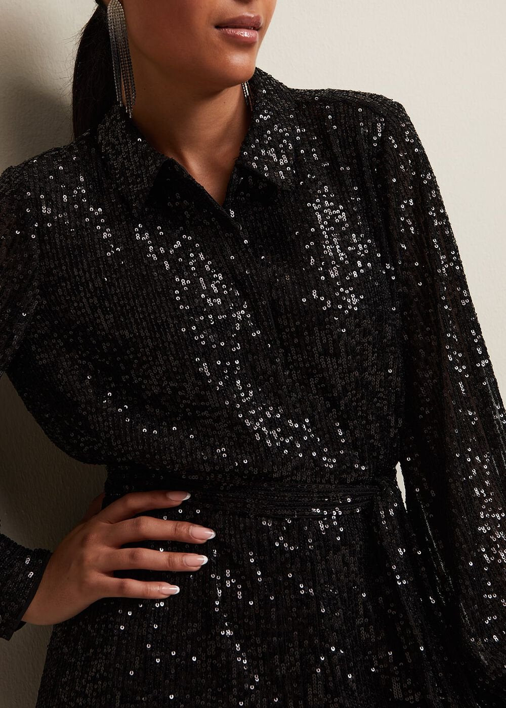 Petite Alessandra Black Sequin Jumpsuit Black
