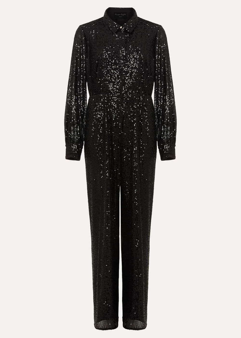 Petite Alessandra Black Sequin Jumpsuit Black