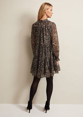 Shreya Leopard Swing Mini Dress Neutral