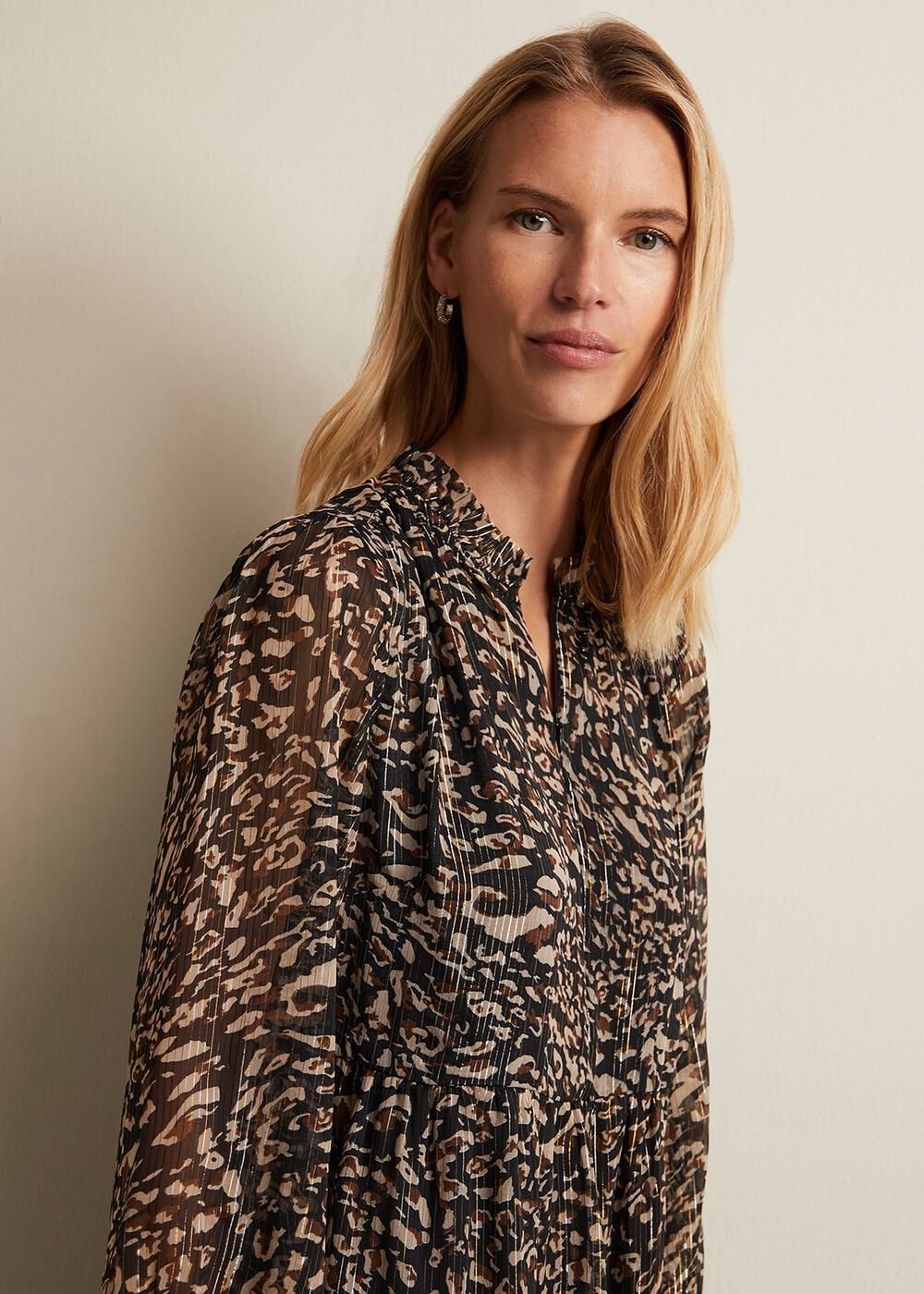 Shreya Leopard Swing Mini Dress Neutral