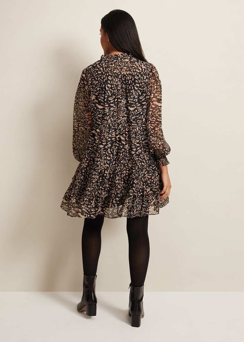 Petite Shreya Leopard Swing Dress Neutral