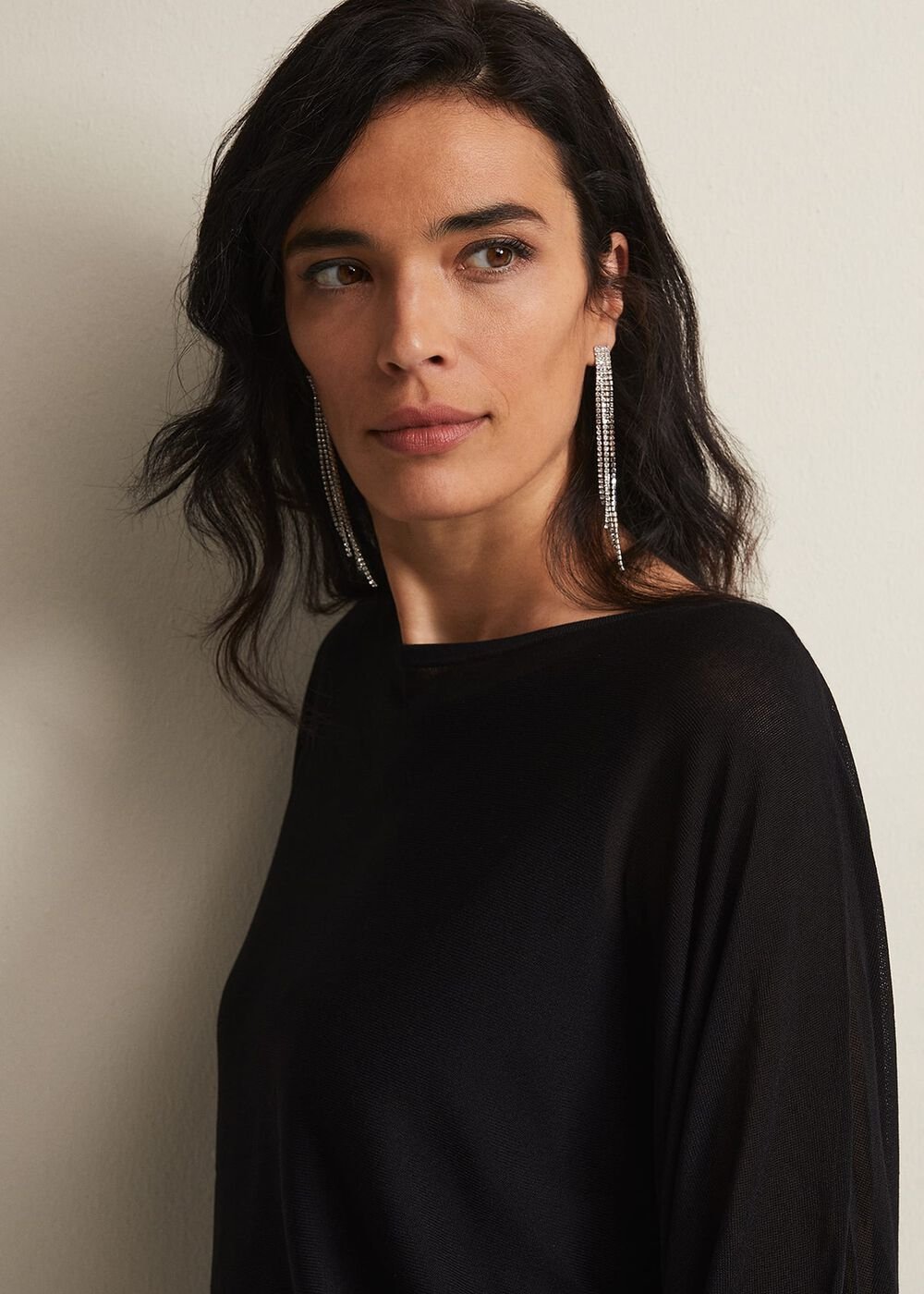 Becca Silver Sequin Batwing Mini Dress Black/Multi