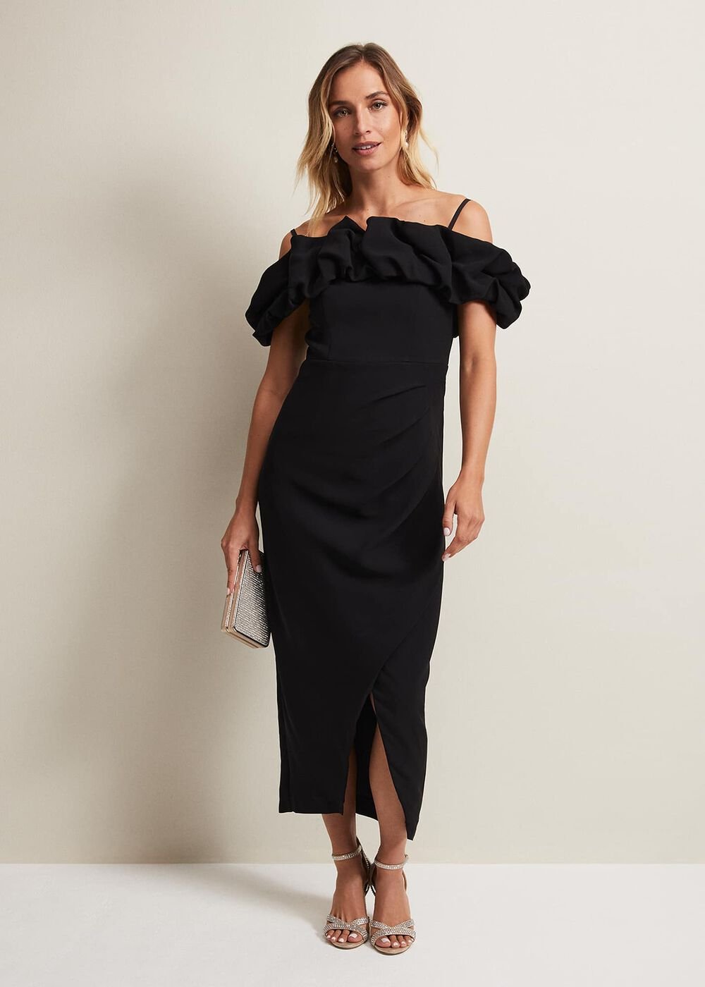Mallory Black Off The Shoulder Maxi Dress Black