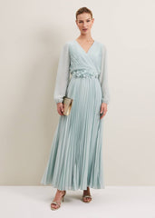 Alecia Pleat Maxi Dress Pale Blue
