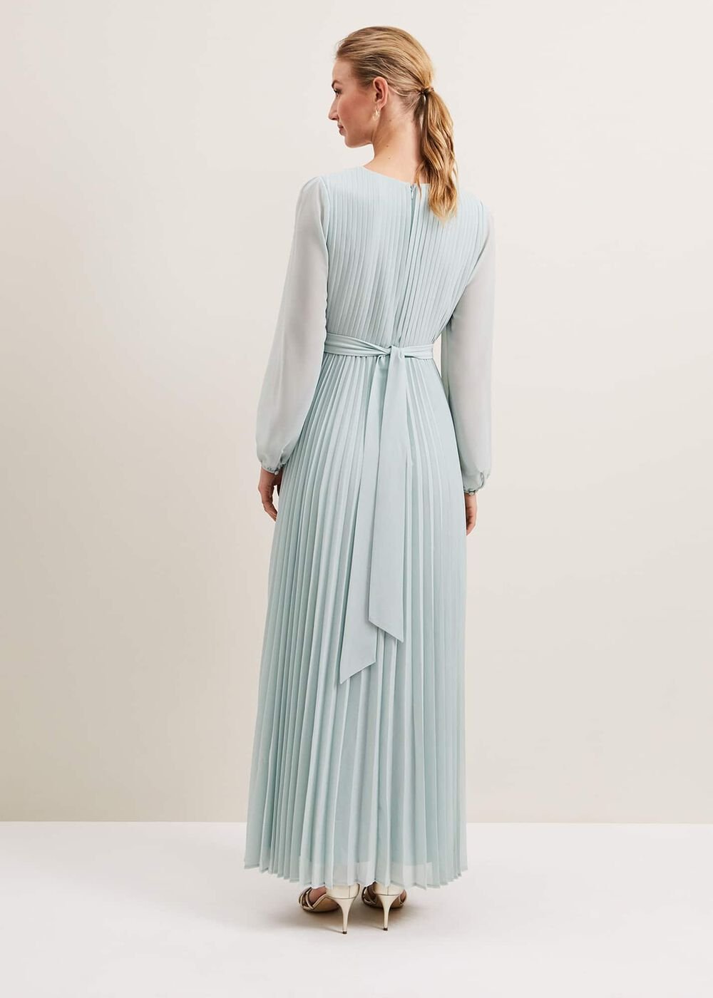 Alecia Pleat Maxi Dress Pale Blue