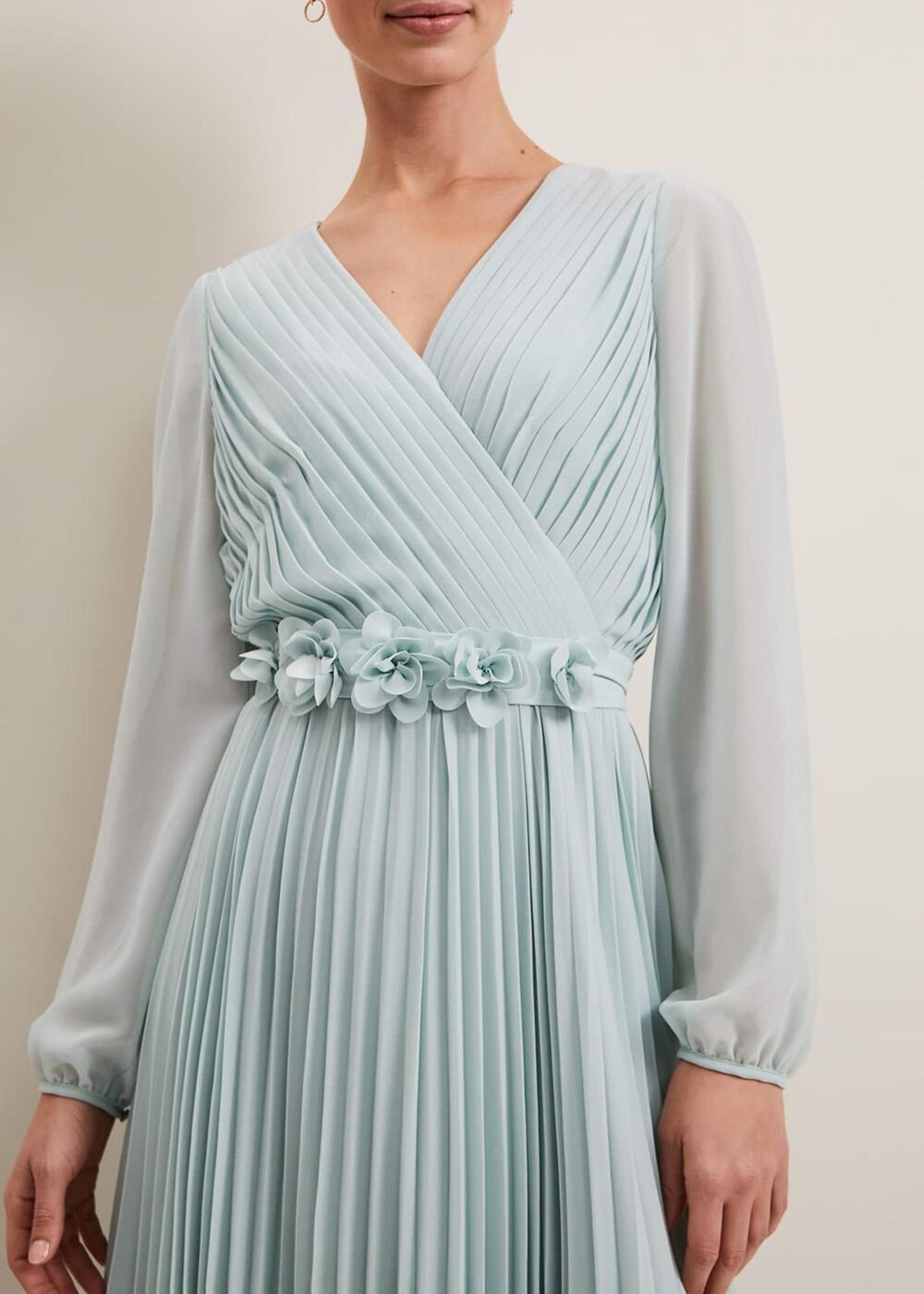 Alecia Pleat Maxi Dress Pale Blue