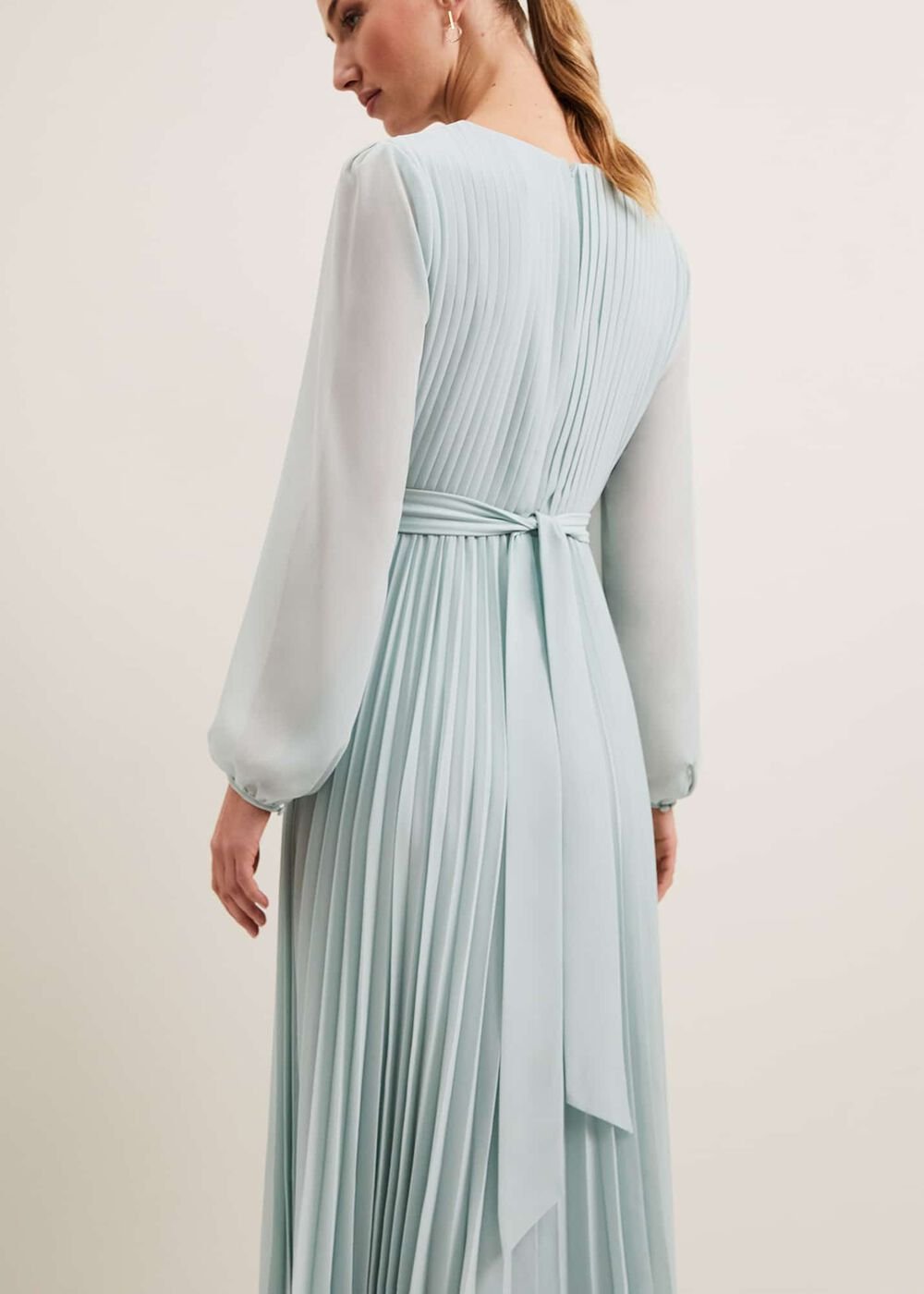 Alecia Pleat Maxi Dress Pale Blue
