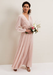 Alecia Pleated Maxi Dress Antique Rose