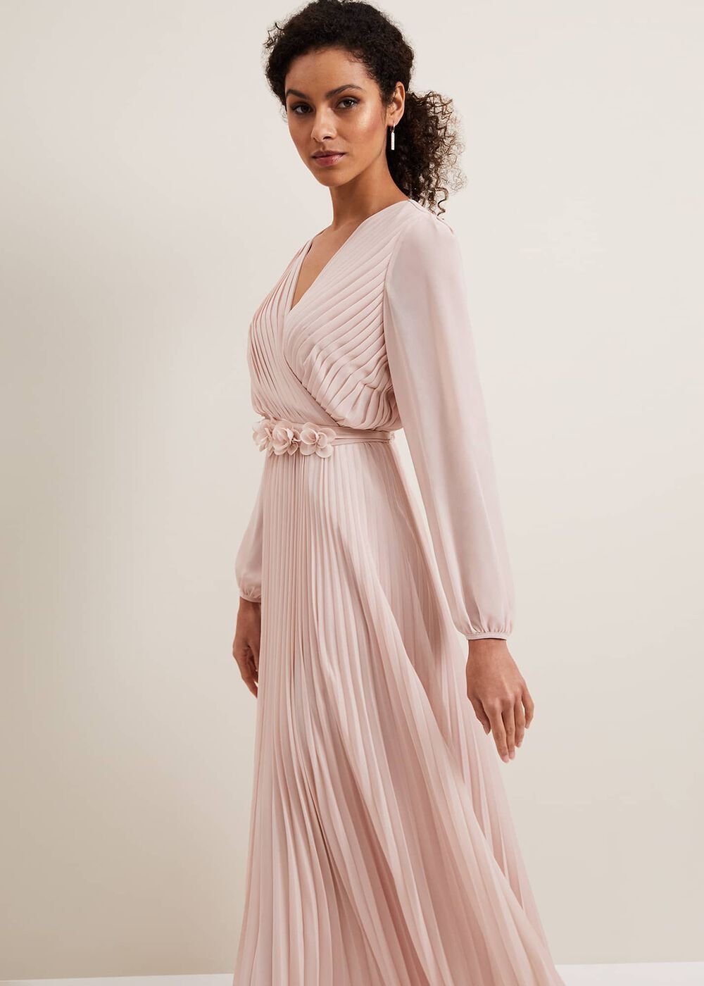 Alecia Pleated Maxi Dress Antique Rose