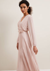 Alecia Pleated Maxi Dress Antique Rose