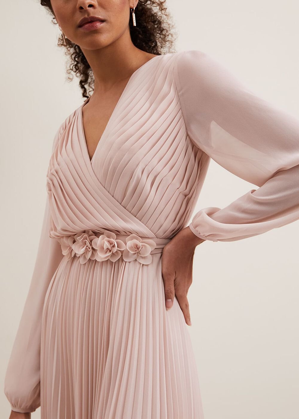Alecia Pleated Maxi Dress Antique Rose