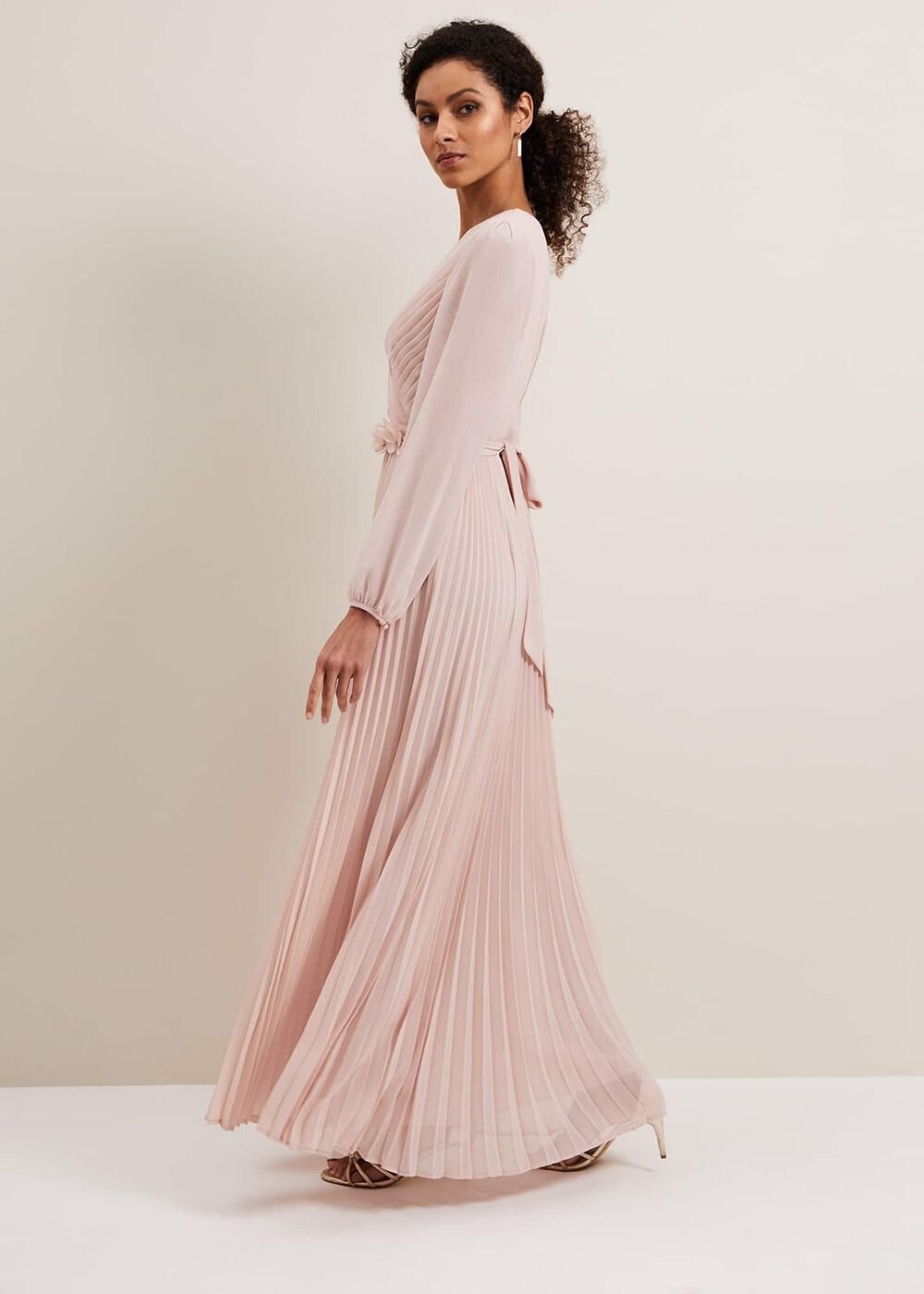 Alecia Pleated Maxi Dress Antique Rose