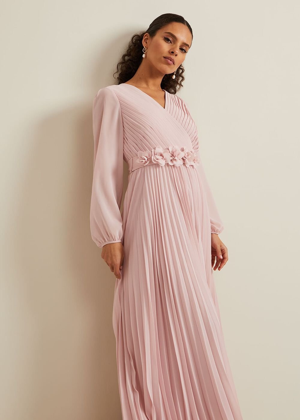 Petite Alecia Pleated Maxi Dress Antique Rose