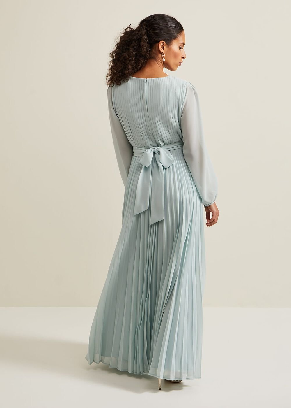 Petite Alecia Pleated Maxi Dress Pale Blue