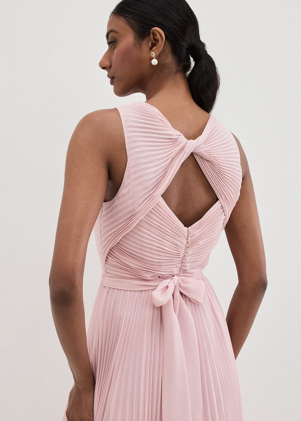 Cressida Pleated Midi Dress Antique Rose