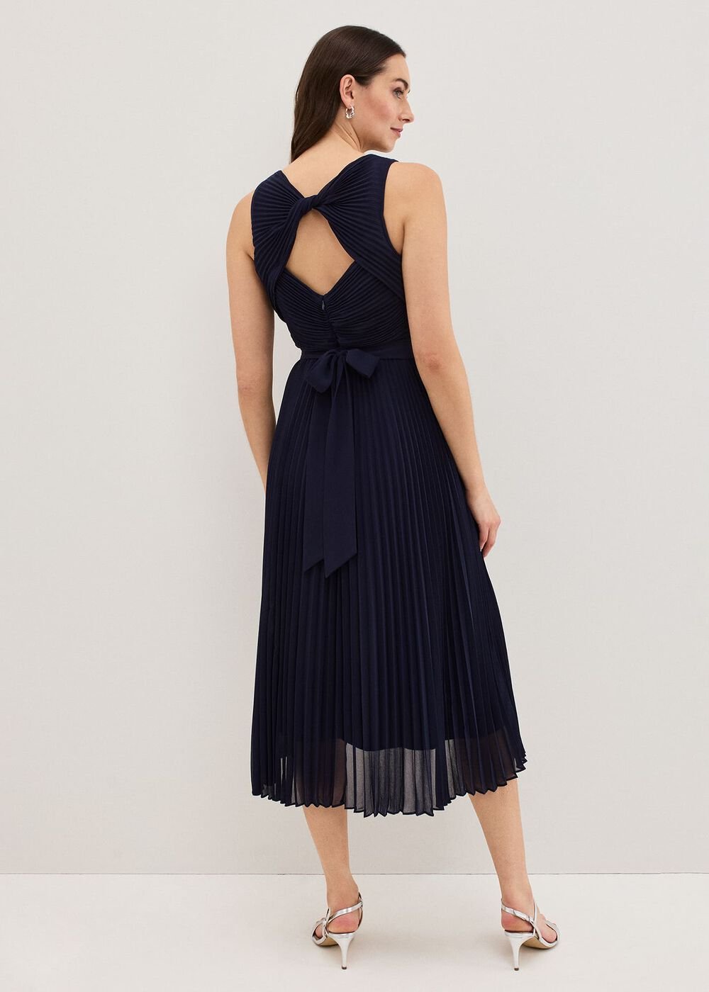 Cressida Pleated Midi Dress Navy