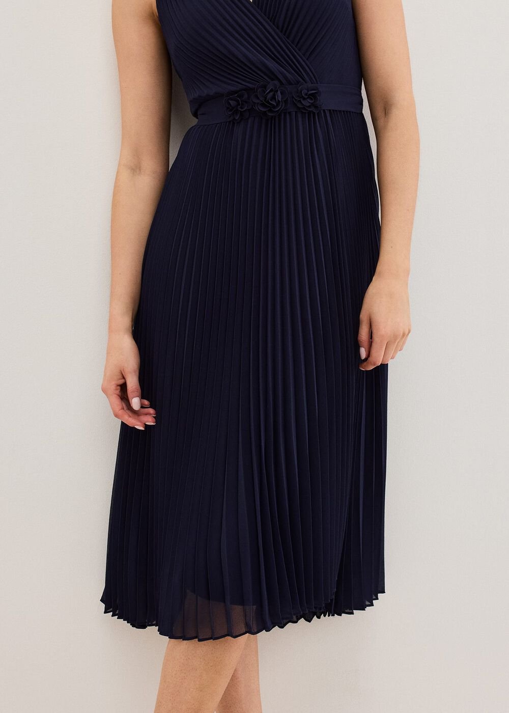 Cressida Pleated Midi Dress Navy