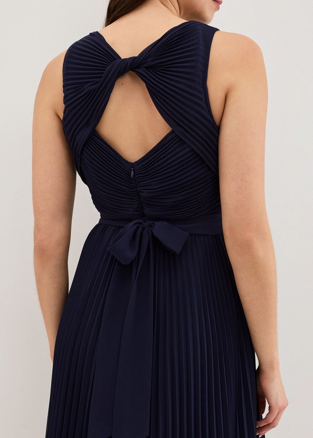 Cressida Pleated Midi Dress Navy