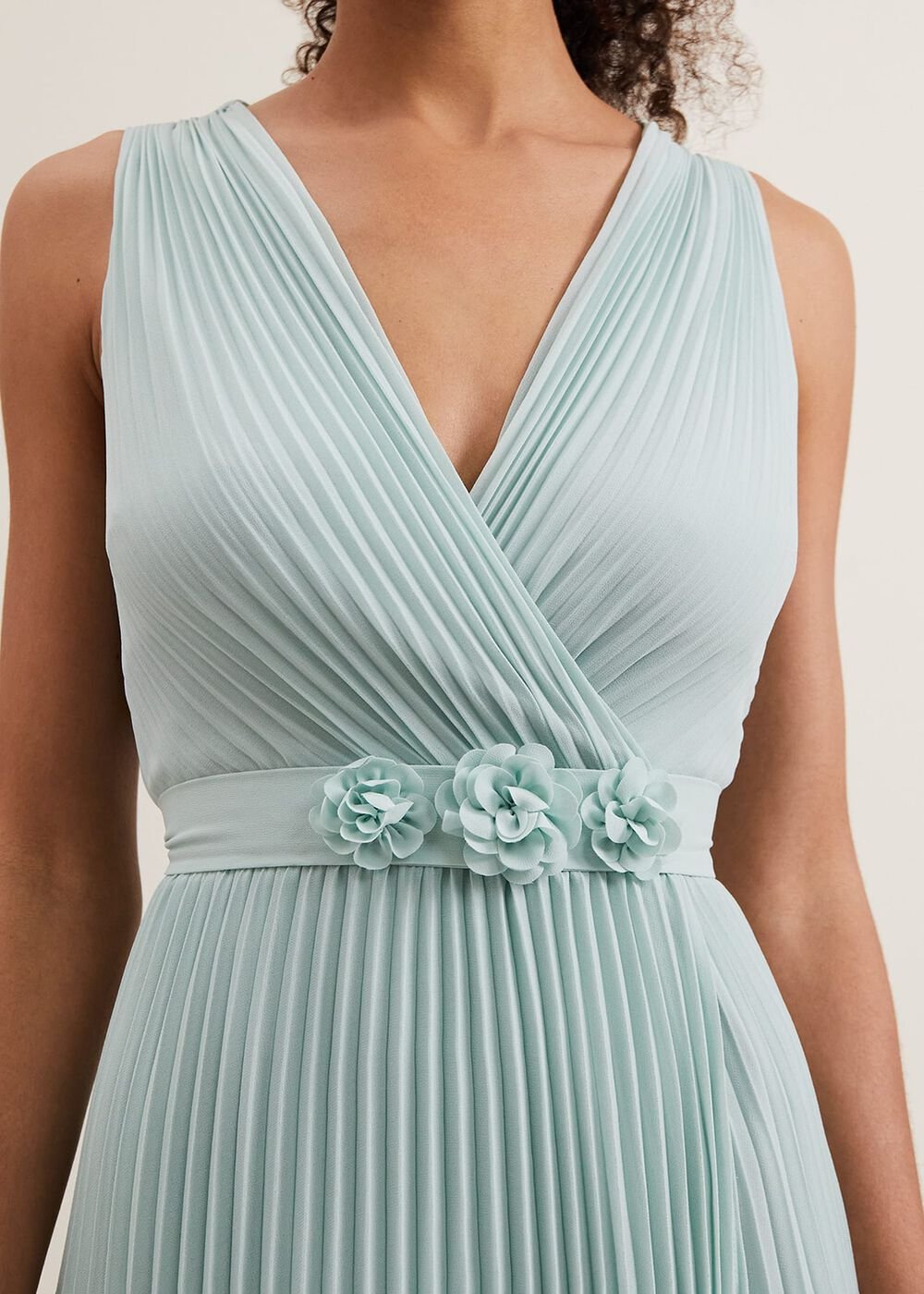 Cressida Pleated Midi Dress Pale Blue