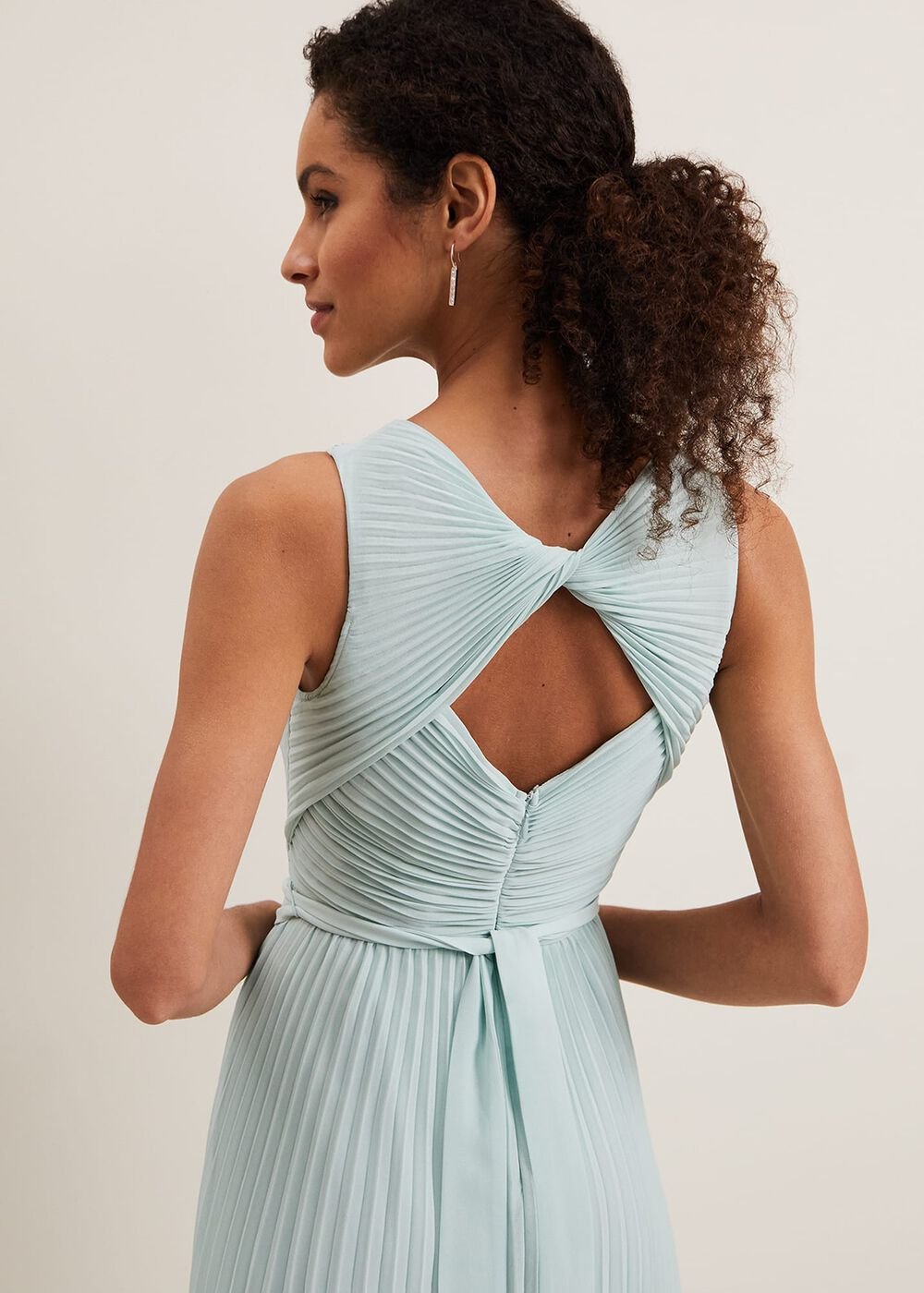 Cressida Pleated Midi Dress Pale Blue