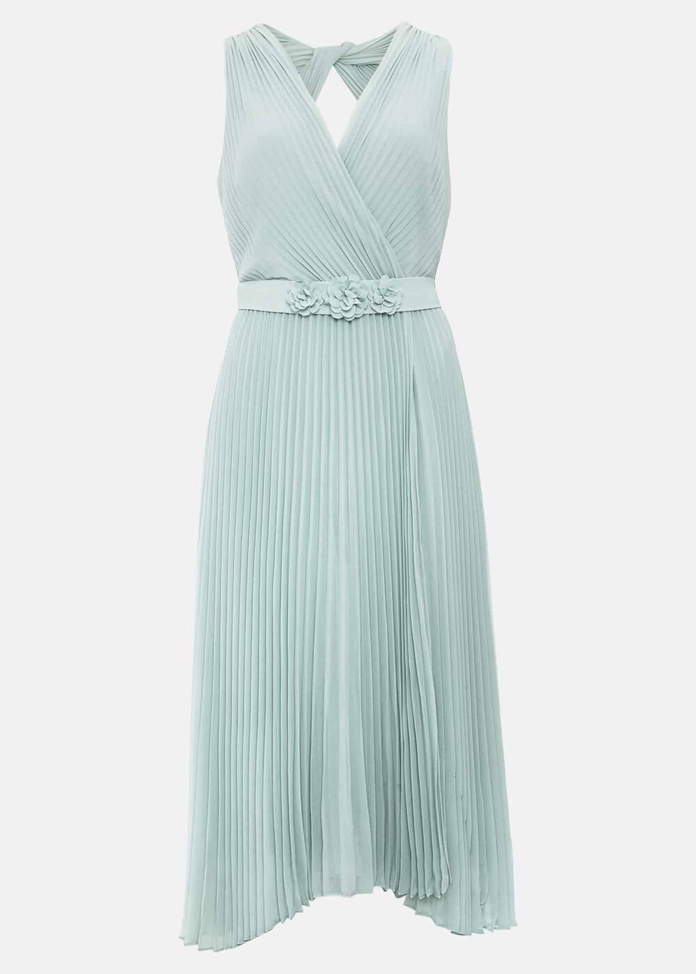 Cressida Pleated Midi Dress Pale Blue