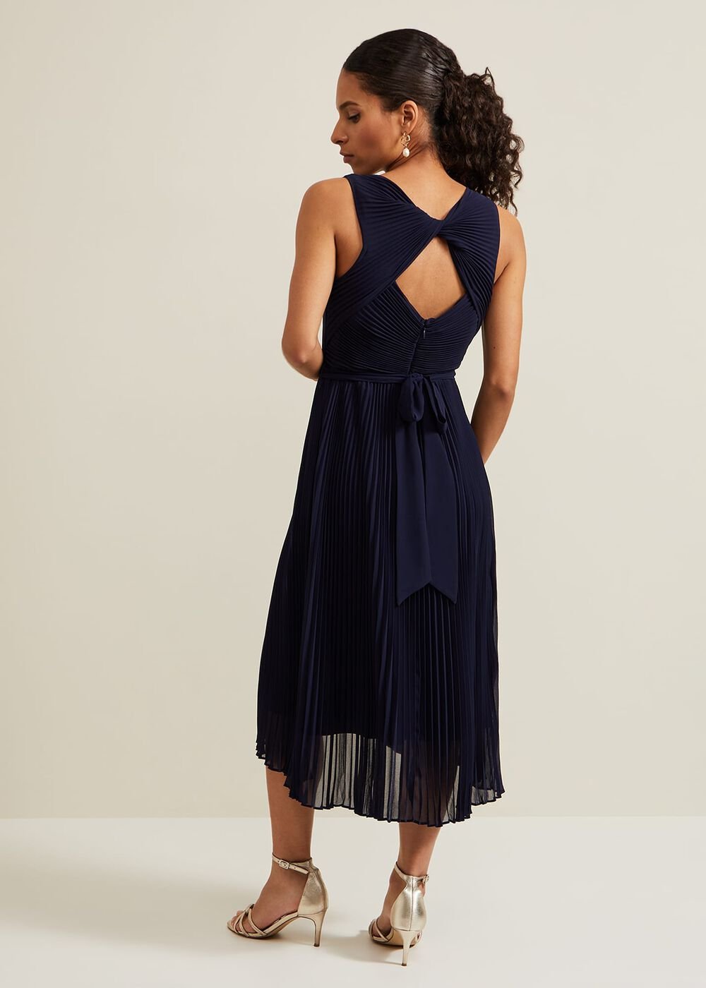 Petite Cressida Pleat Maxi Dress Navy