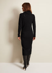 Hartley Zip Ribbed Column Dress Black
