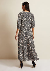 Kezia Floral Wrap Midi Dress Multi-Coloured