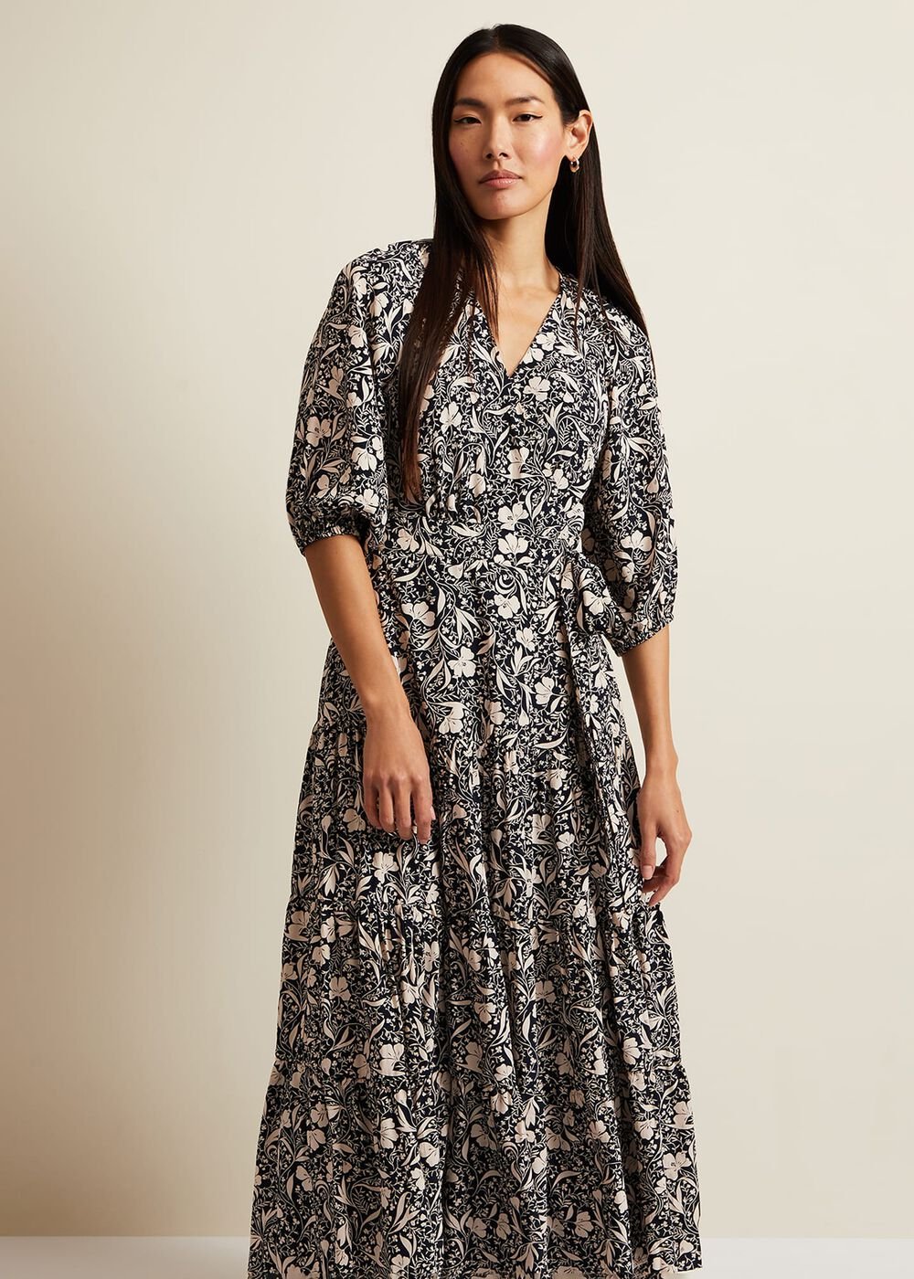 Kezia Floral Wrap Midi Dress Multi-Coloured