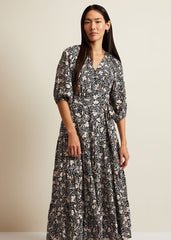 Kezia Floral Wrap Midi Dress Multi-Coloured