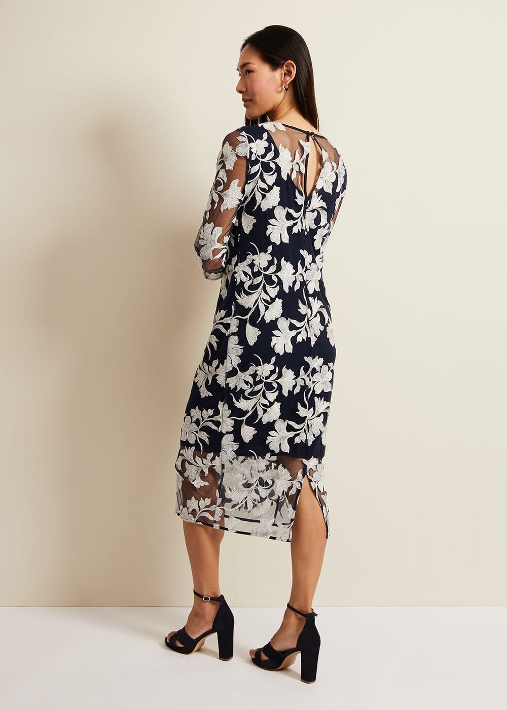 Irina Floral Mesh Midi Dress Multi-Coloured