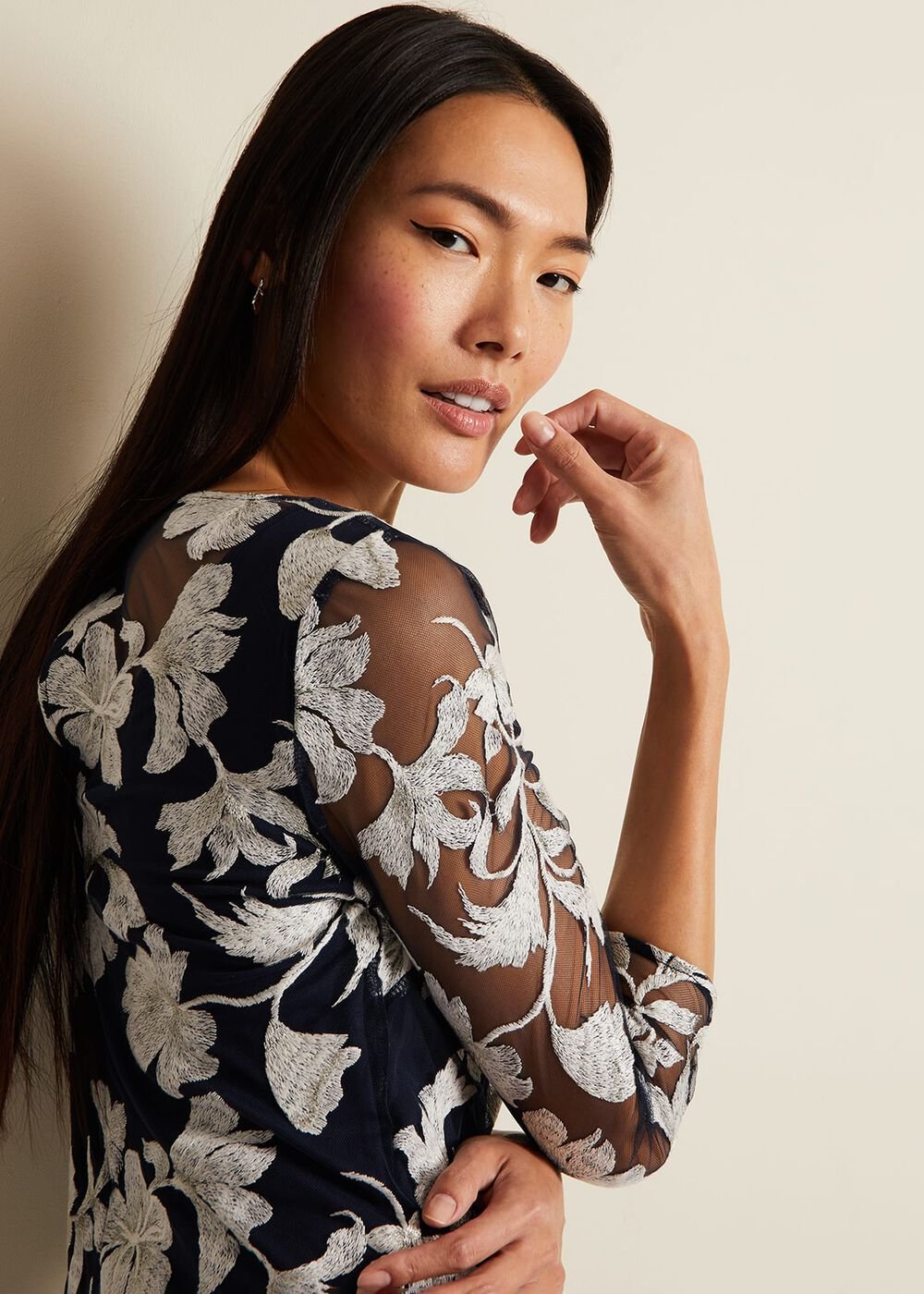 Irina Floral Mesh Midi Dress Multi-Coloured