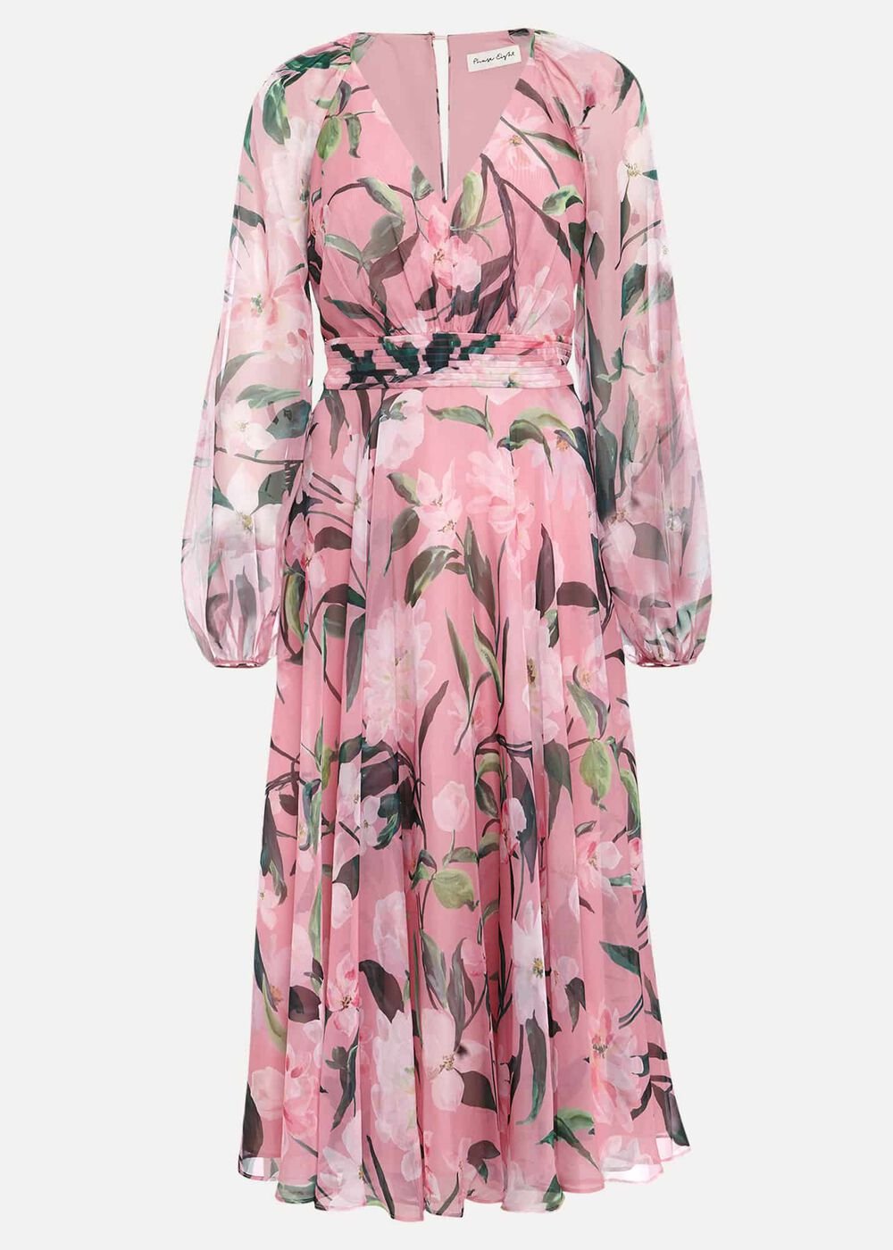 Lina Printed Long Sleeve Midi Dress Multi-Coloured