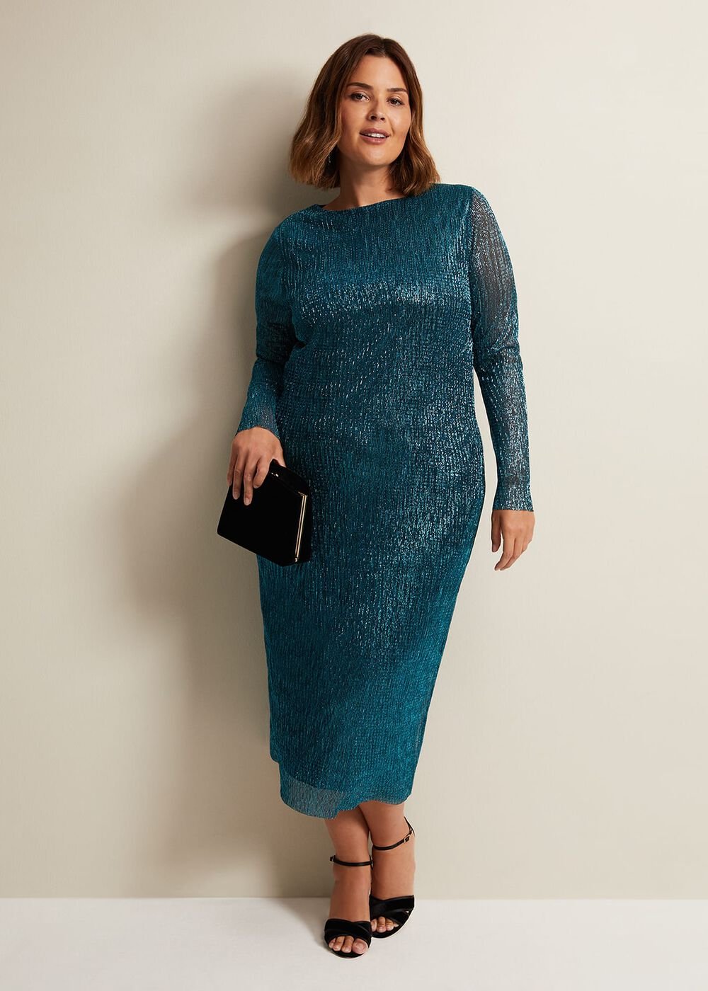 Alix Plisse Dress Blue