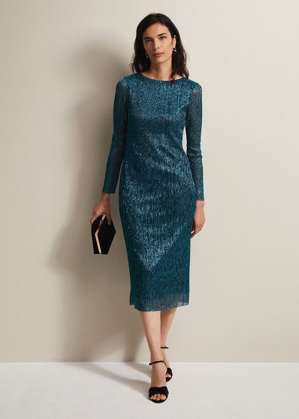 Alix Plisse Dress Blue