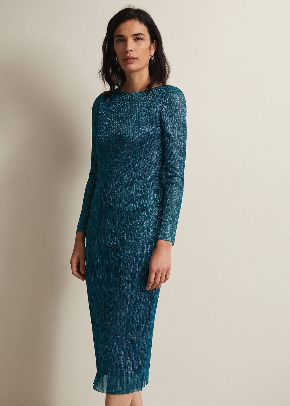 Alix Plisse Dress Blue