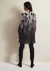Sally Floral Pleated Swing Mini Dress Grey