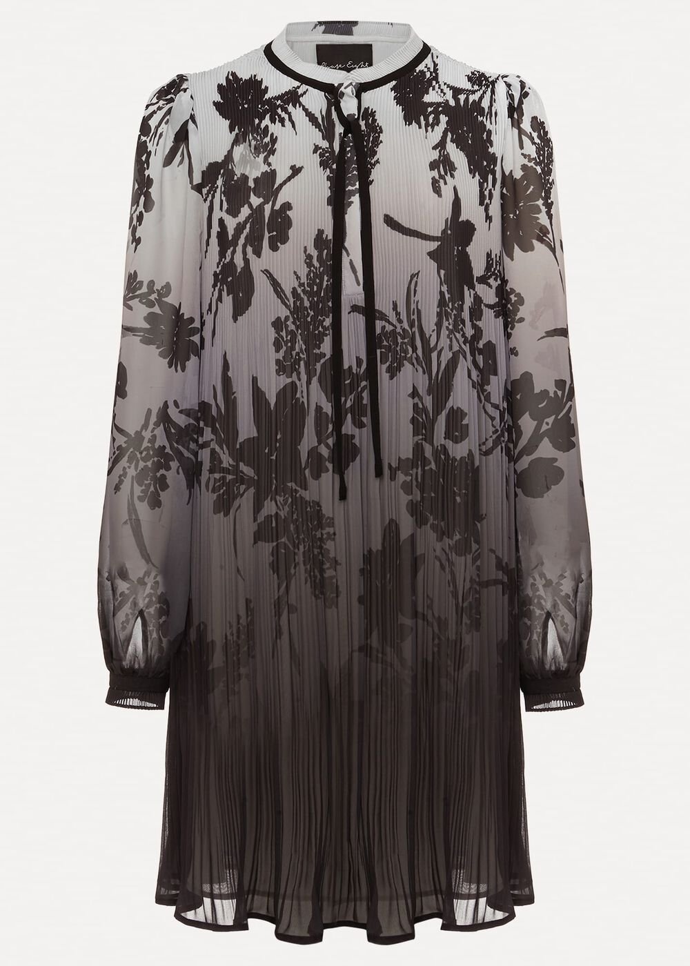 Sally Floral Pleated Swing Mini Dress Grey