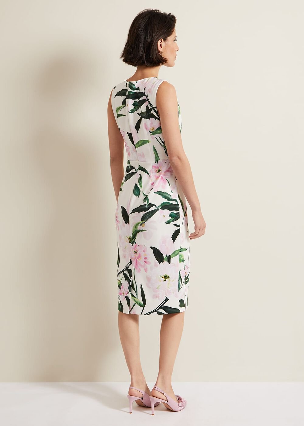 Elsa Floral Scuba Midi Dress Multi-Coloured