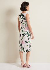 Elsa Floral Scuba Midi Dress Multi-Coloured