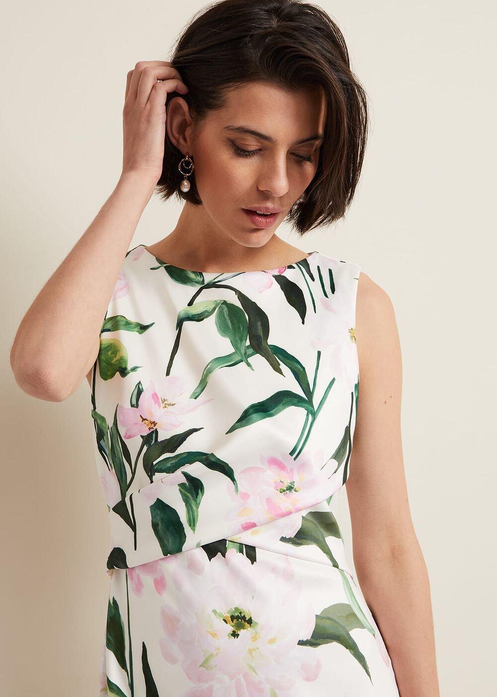 Elsa Floral Scuba Midi Dress Multi-Coloured