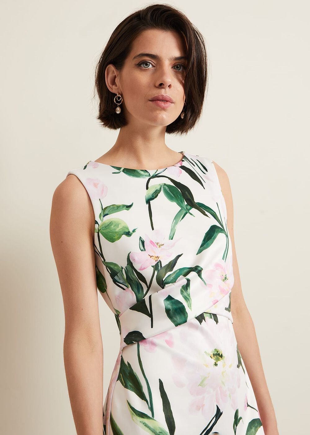 Elsa Floral Scuba Midi Dress Multi-Coloured