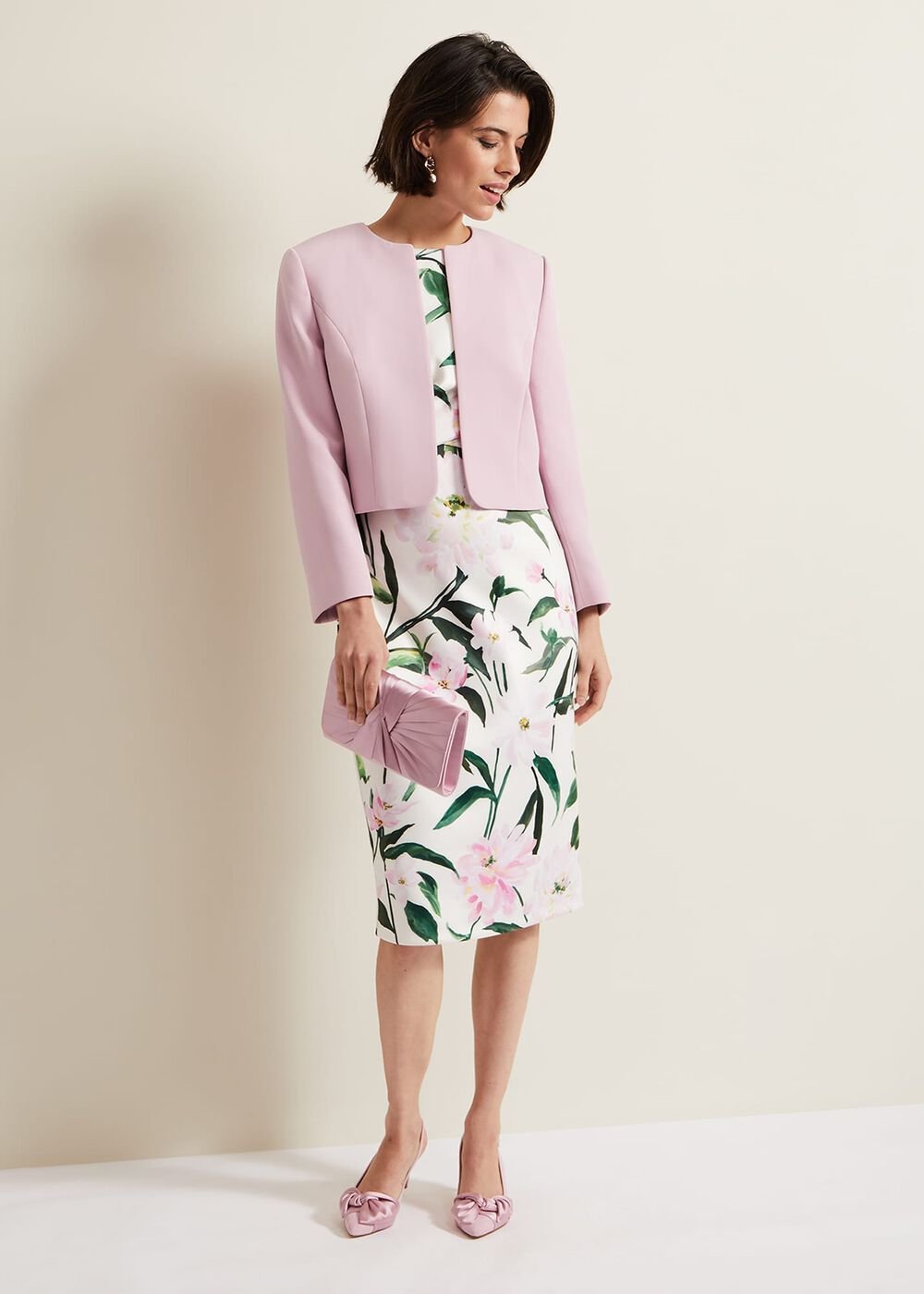 Elsa Floral Scuba Midi Dress Multi-Coloured